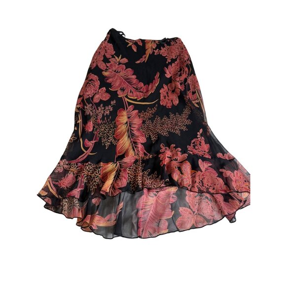Y2K Jonathan Martin Studio Floral Silk Midi Skirt M Asymmetrical Whimsigoth - Picture 1 of 9